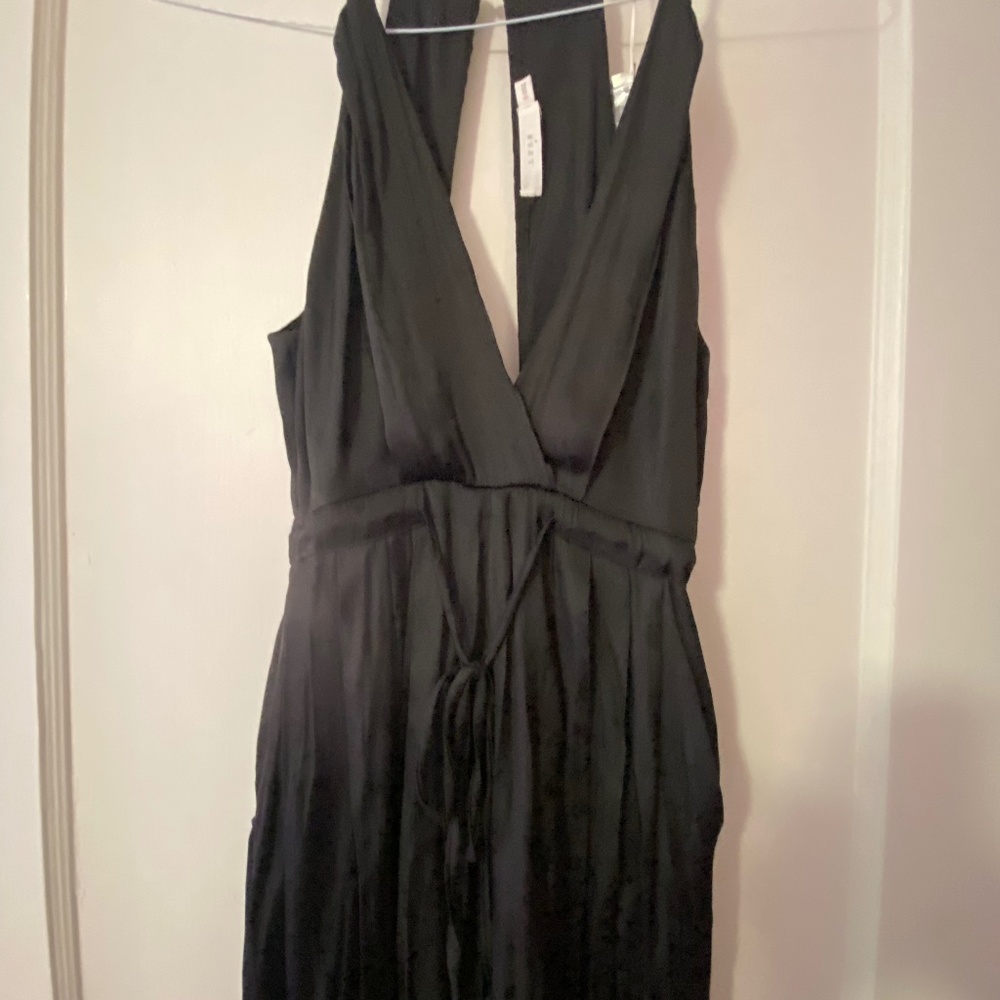 NWT Lush black satin jumper romper